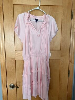 Soft Pink Tiered V-Neck Mini Dress, New with Tags, Scoop